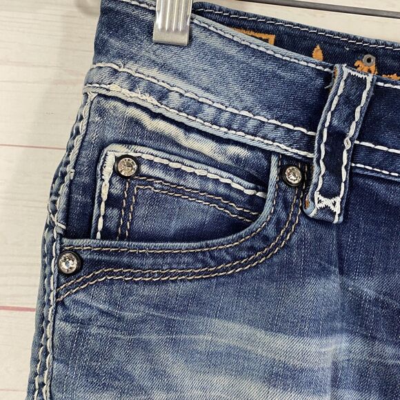 Rock Revival Womens Adele Boot Jeans Size 26 Blue Stretch Pocket Details *flaw* - Picture 8 of 16